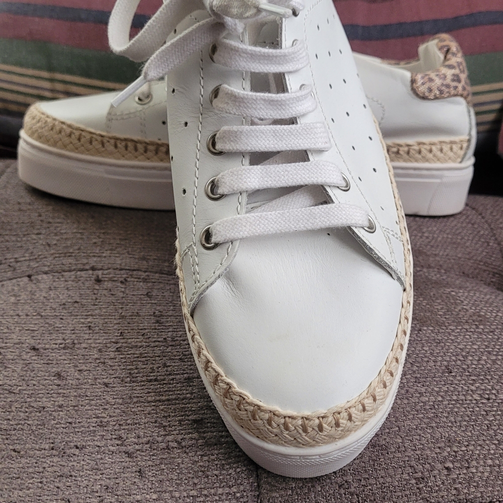 Women's White and Tan Espadrille Sneakers - Picture 5 of 5